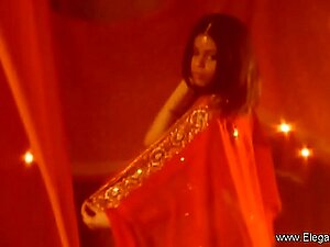 Shadowy Indian Babe in arms Disrobes
